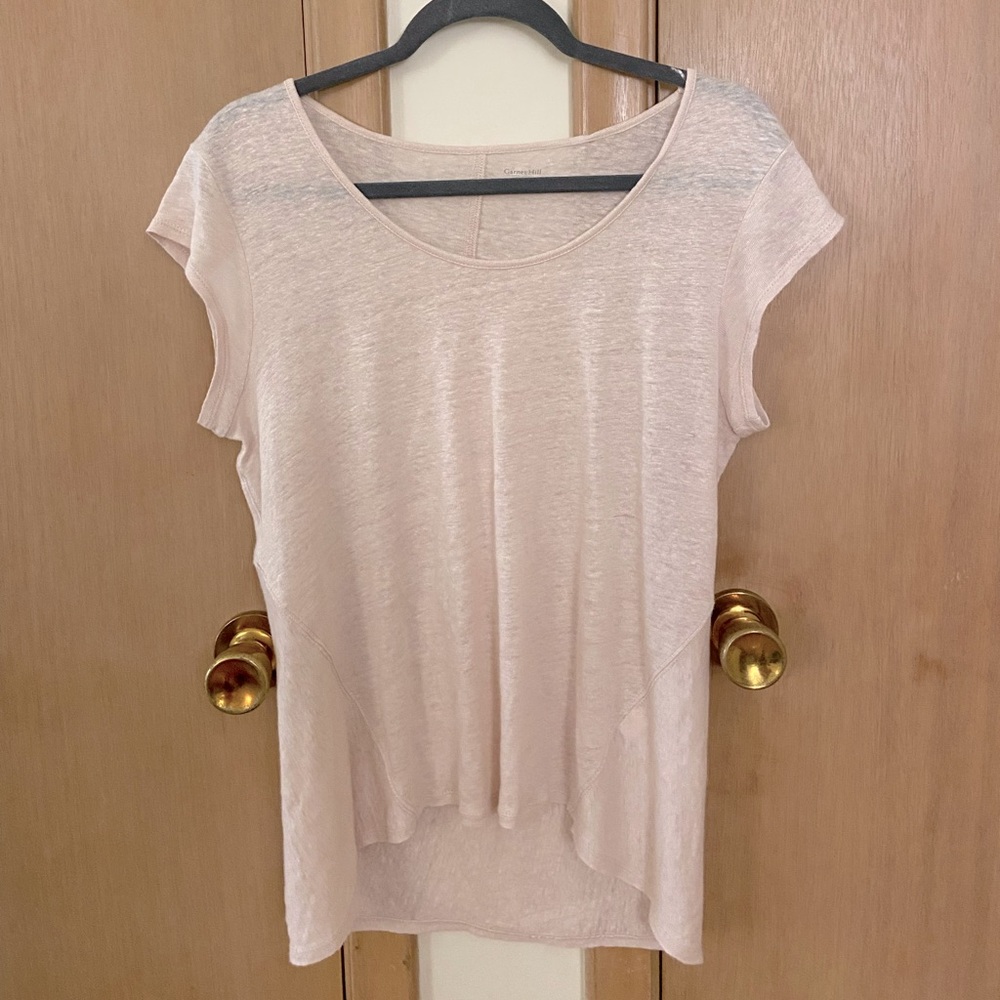Garnet Hill 100% Organic-Linen Cap-Sleeve Tee